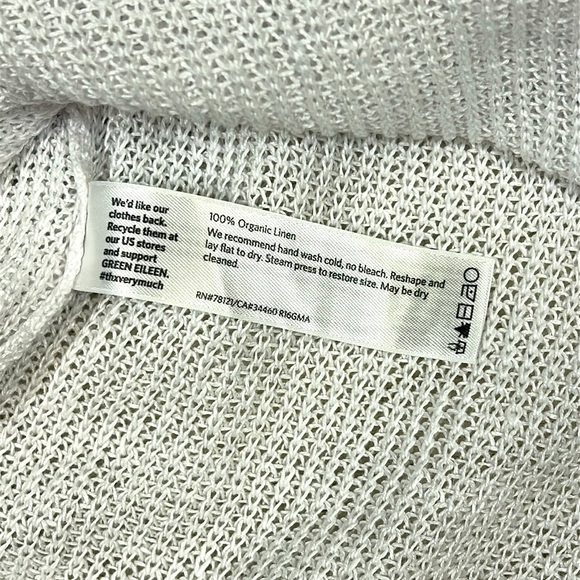 Eileen Fisher 100% Organic Linen Crisp White V-Neck Lightweight Knit Sweater XXS - Picture 5 of 5